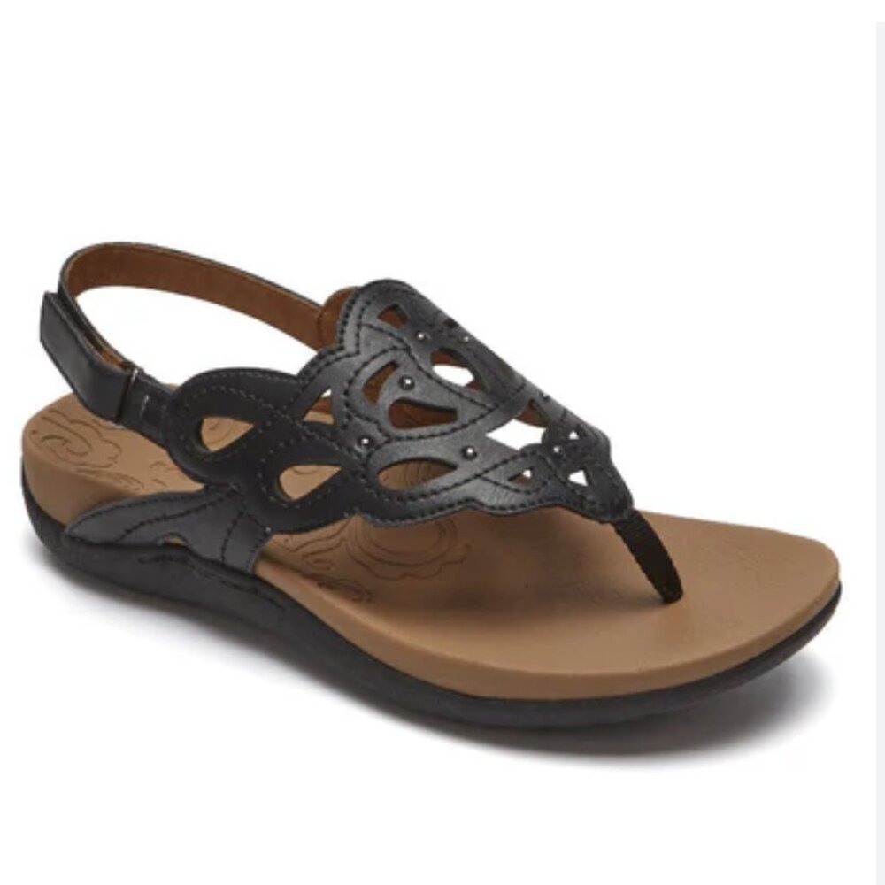 ROCKPORT Black Slingback Leather Sandals